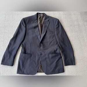 Canali Brown and Blue Check Plaid Sports Coat Blazer Silk and Wool sz 42R